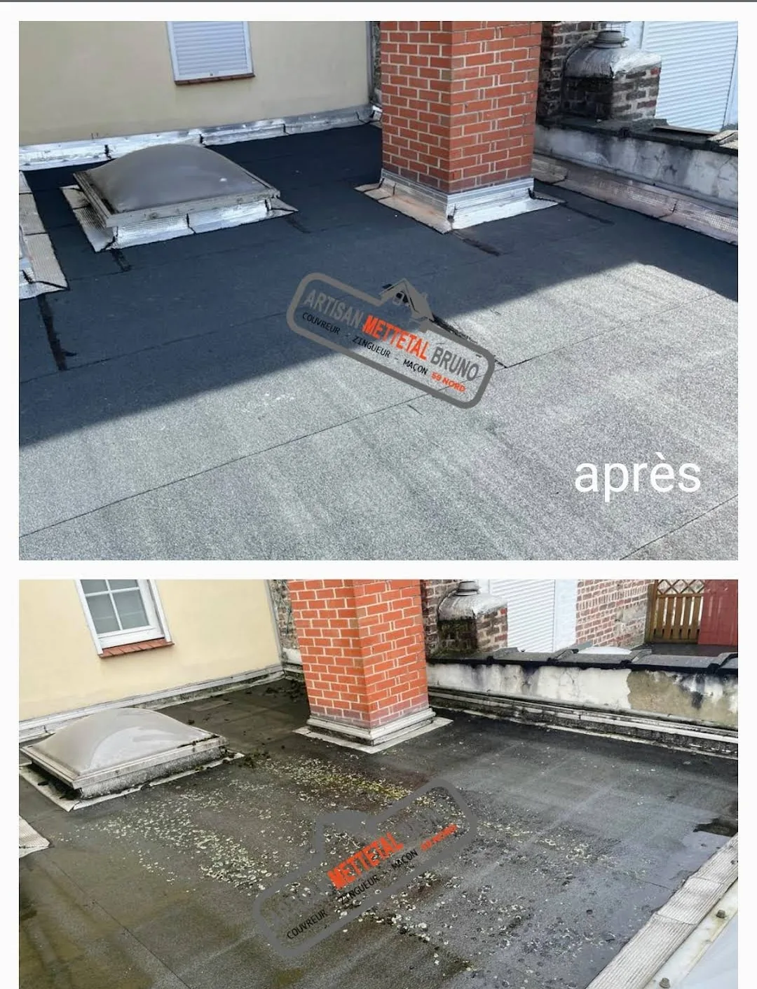 Rénovation d'une terrasse en bitume avec ventilation à Villeneuve-d'Ascq — avant/après