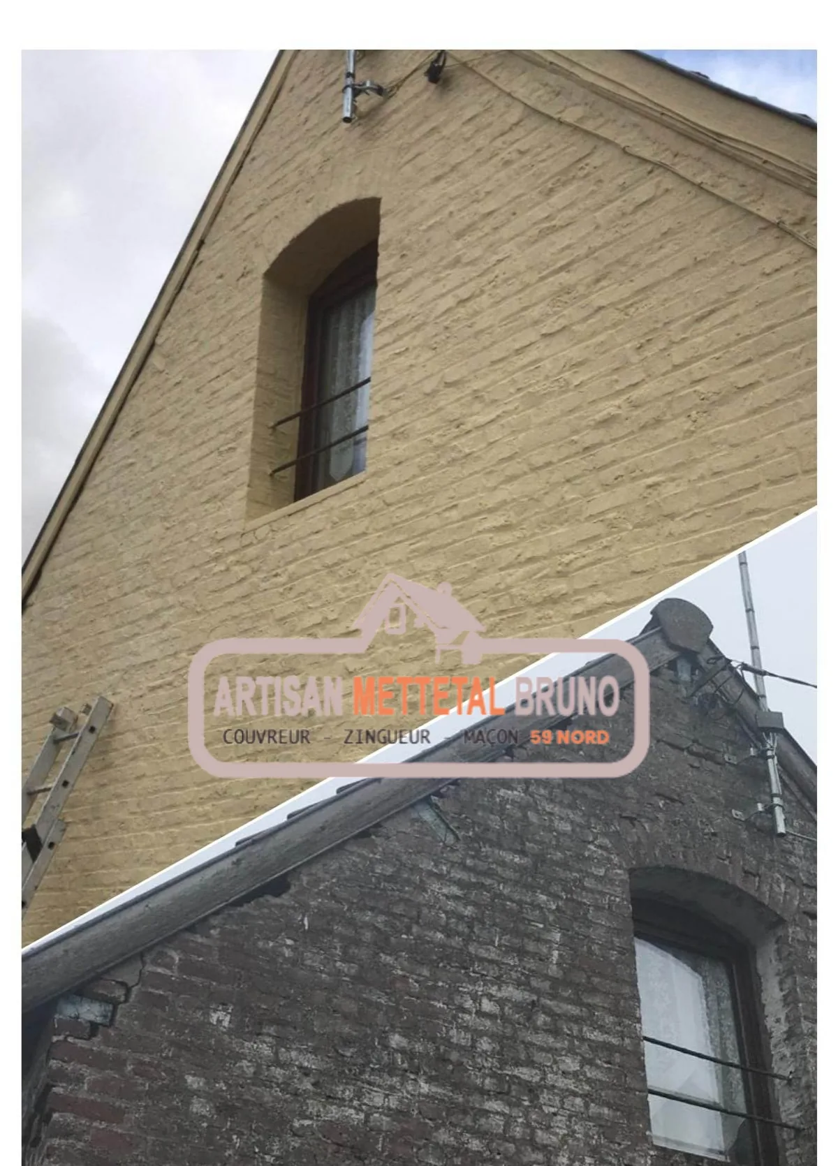 Peinture de façade et de pignon à La Madeleine — avant/après